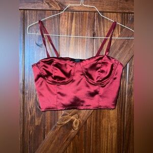 Forever 21 Deep Red Satin Top